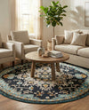 Outdoor Marrakesh Collection Area Rug -  Essaouira Round Navy Blue  lifestyle 71