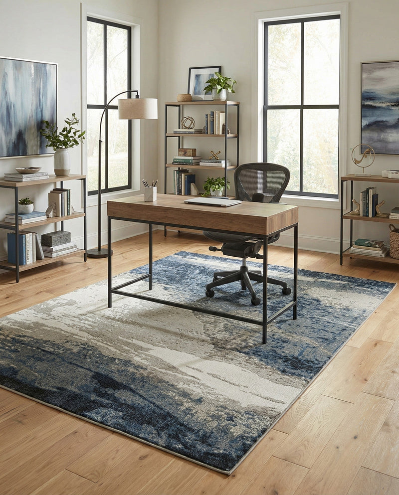 Copenhagen Edge Collection Area Rug - Nyhavn Rectangle Blue  lifestyle 54