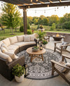 Tribal Terrace Treasures Collection Area Rug -  Incan Isle (Charcoal Gray) Round Charcoal Gray  lifestyle 66