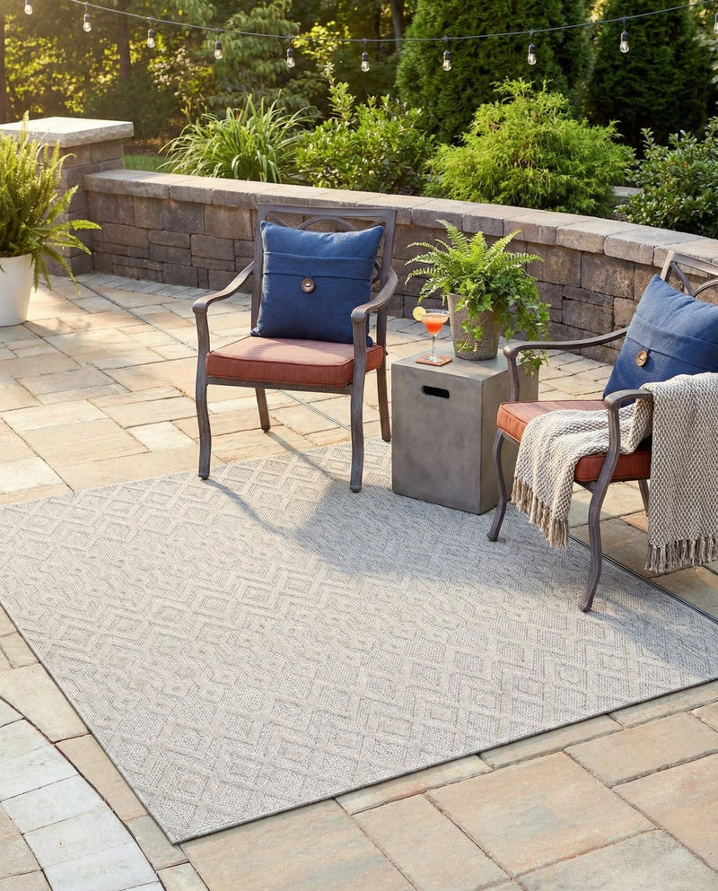 Garden Lattice Charm Collection Area Rug -  Pergola (Grey) Square Grey  lifestyle 53