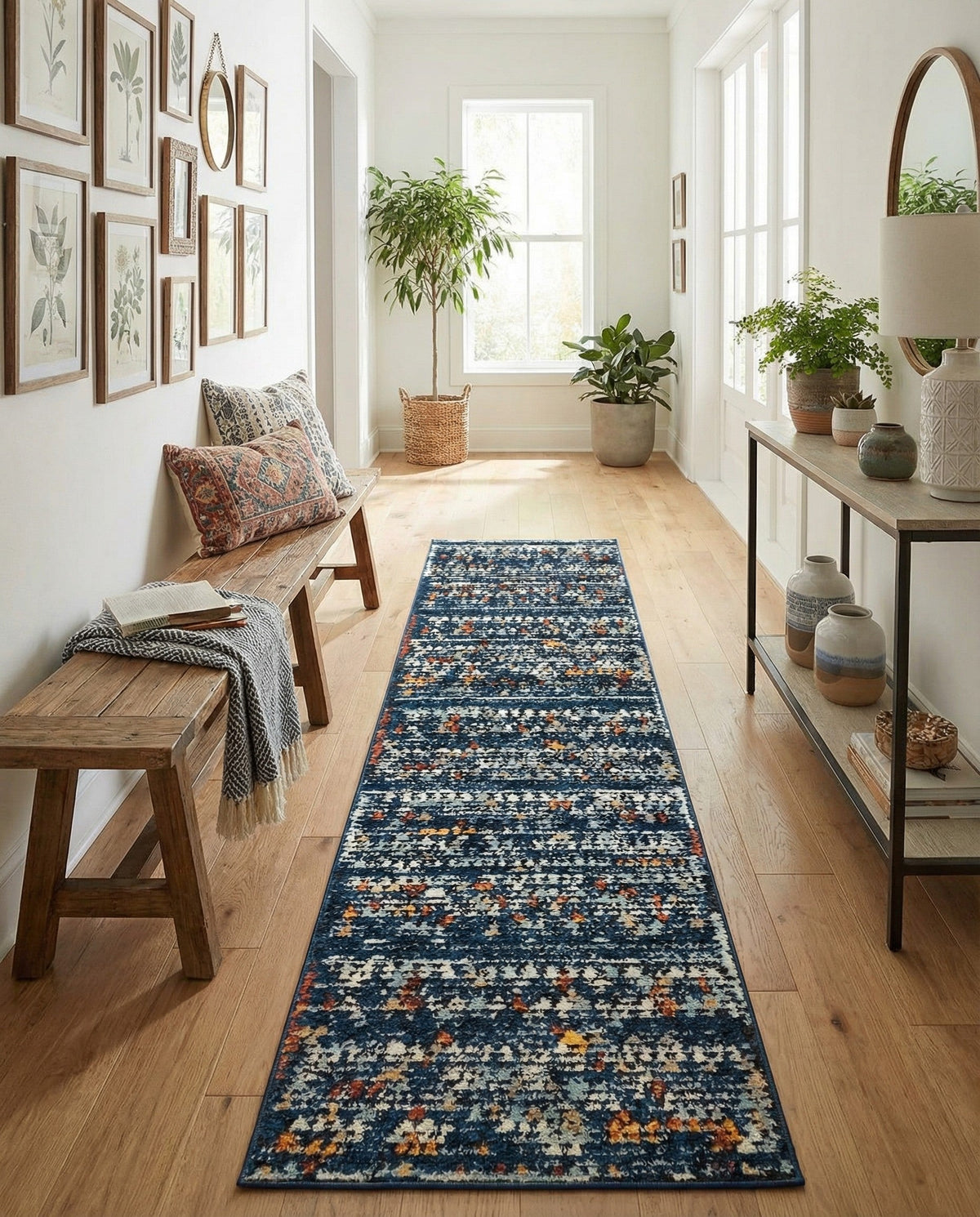 Tangier Treasures Collection Area Rug -  Marrakech Runner Navy Blue  lifestyle 143