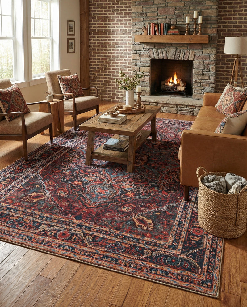Heritage Elegance Collection Area Rug -  Schonbrunn Rectangle Burgundy  lifestyle 39