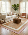 Woven Seaside Jute Collection Area Rug - Nantucket Rectangle Pink White Natural  lifestyle 15