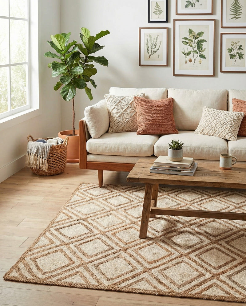 Woven Seaside Jute Collection Area Rug - Marina Rectangle Natural  lifestyle 22
