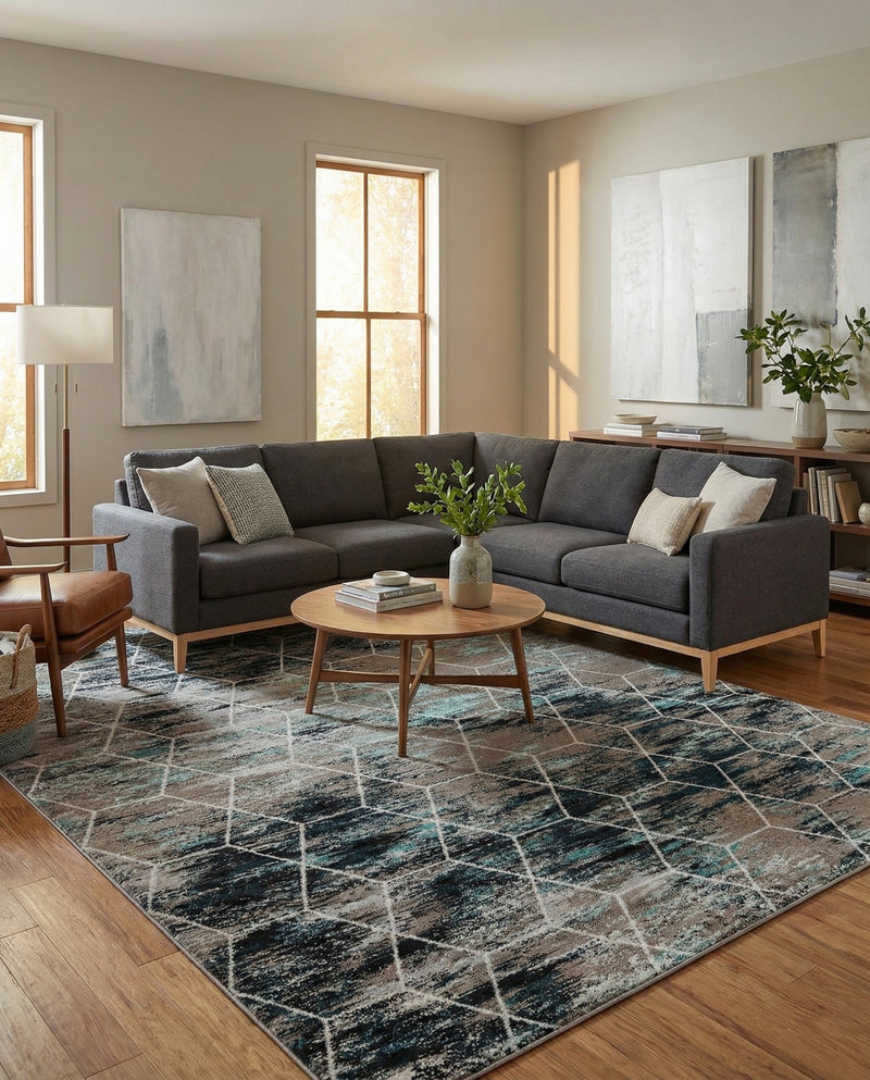 Trellis Mosaic Collection Area Rug - Arborville (Blue Multi) Rectangle Blue Multi  lifestyle 9
