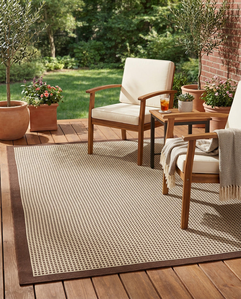 Terrace Fringe Collection Area Rug - Oceanside Rectangle Brown  lifestyle 15