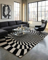 Cyclone Wool Collection Area Rug - Tornado Rectangle Black and White  lifestyle 12