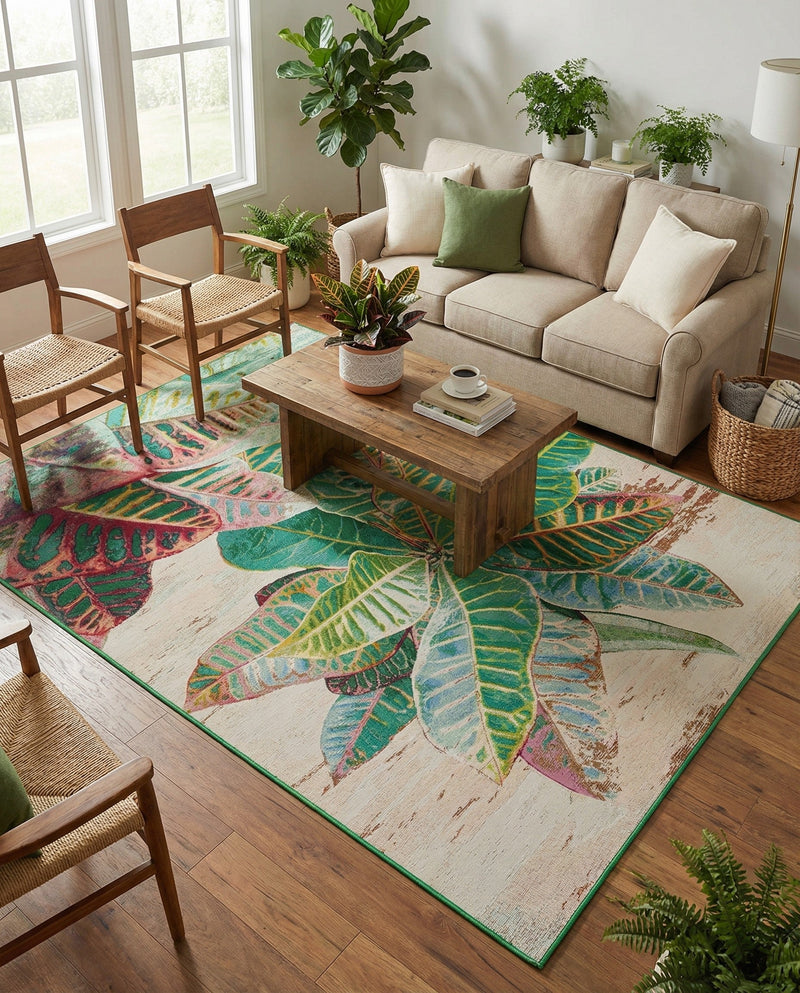 Seaside Blooms Collection Area Rug -  Fern Rectangle Multi  lifestyle 32