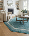 Terrace Fringe Collection Area Rug - Veranda (Teal) Octagon Teal  lifestyle 49