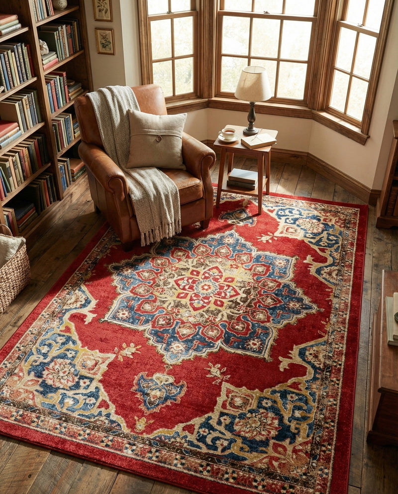 Eden Oasis Collection Area Rug -  Tranquility (Burgundy) Rectangle Burgundy  lifestyle 13