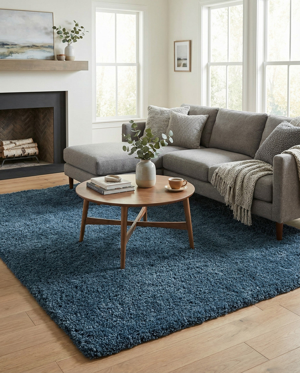 Alpine Plush Collection Area Rug - Verbier Rectangle Dblue  lifestyle 12