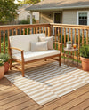 Seaside Stripes Collection Area Rug - Cabana (Taupe) Square Taupe  lifestyle 40