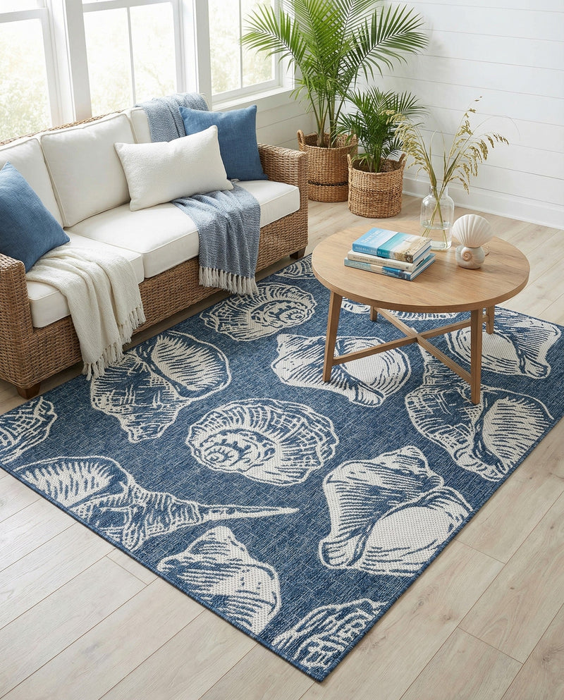 Seaside Haven Rugs Collection Area Rug -  Lighthouse (Ivory and Navy Blue) Rectangle Ivory and Navy Blue  lifestyle 23