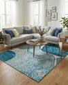 Urban Terrace Collection Area Rug -  Courtyard Rectangle Blue and Ivory  lifestyle 8