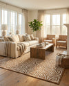 Savannah Threads Collection Area Rug -  Thar Rectangle Light Brown and Ivory  lifestyle 40