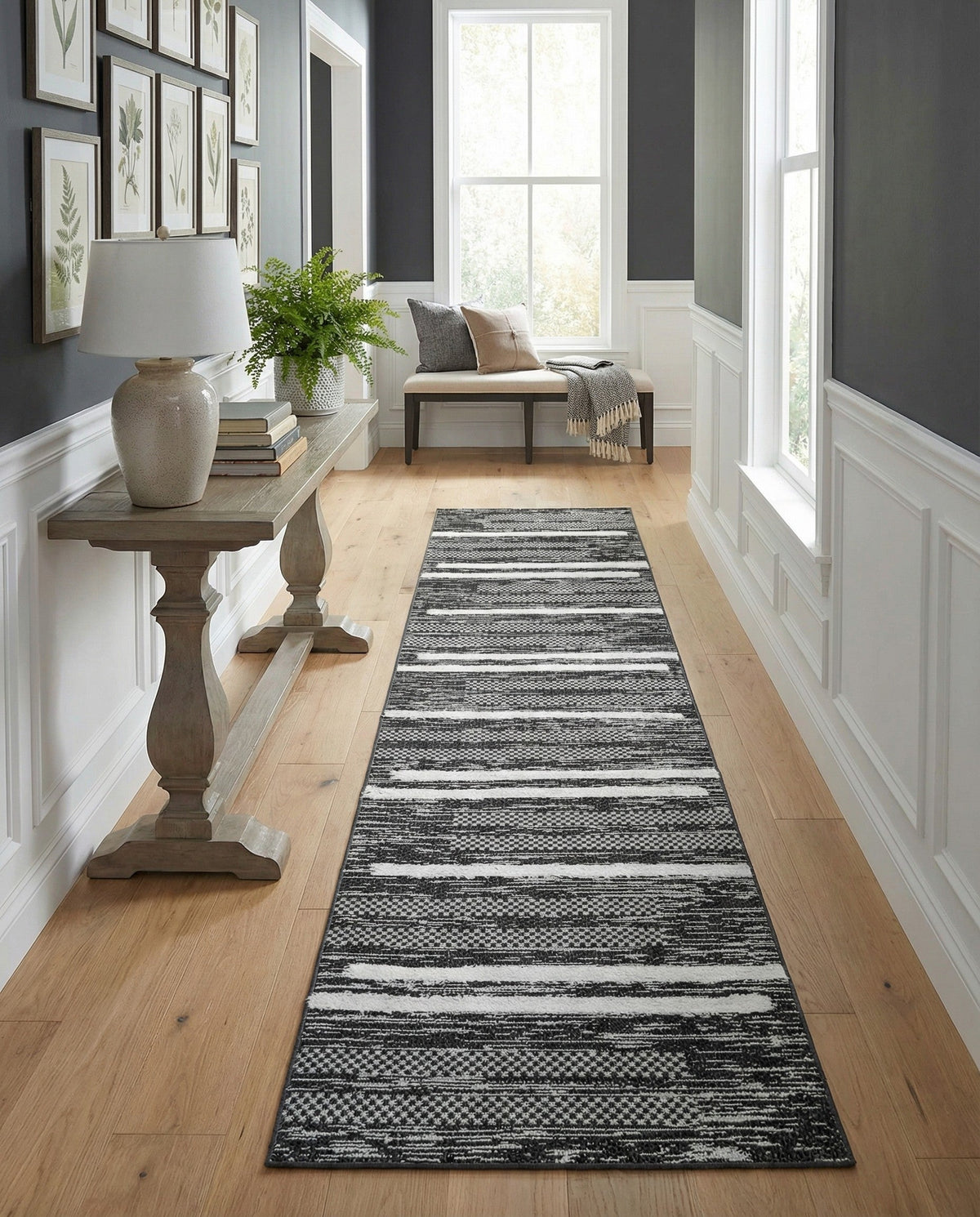 Cathedral Elegance Collection Area Rug - Chapel Runner Black  lifestyle 156