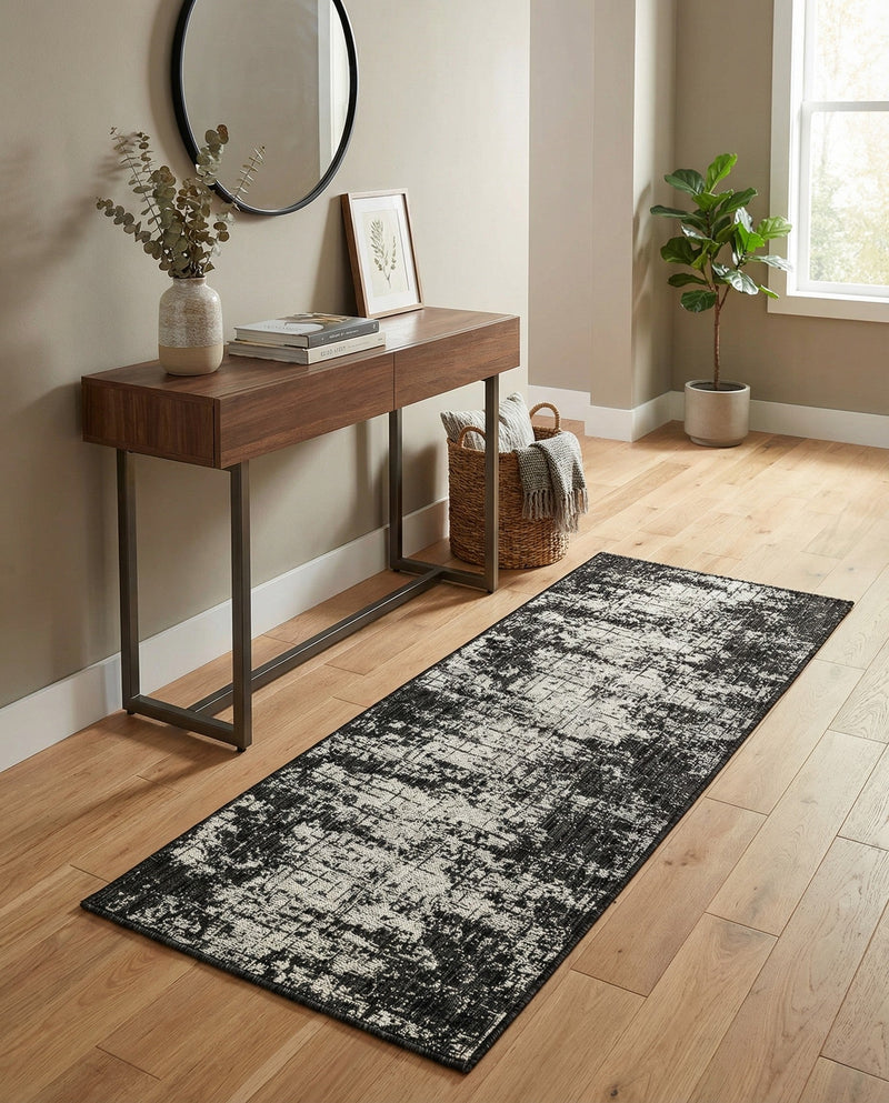 Urban Terrace Collection Area Rug -  Midtown Runner Black and White  lifestyle 31