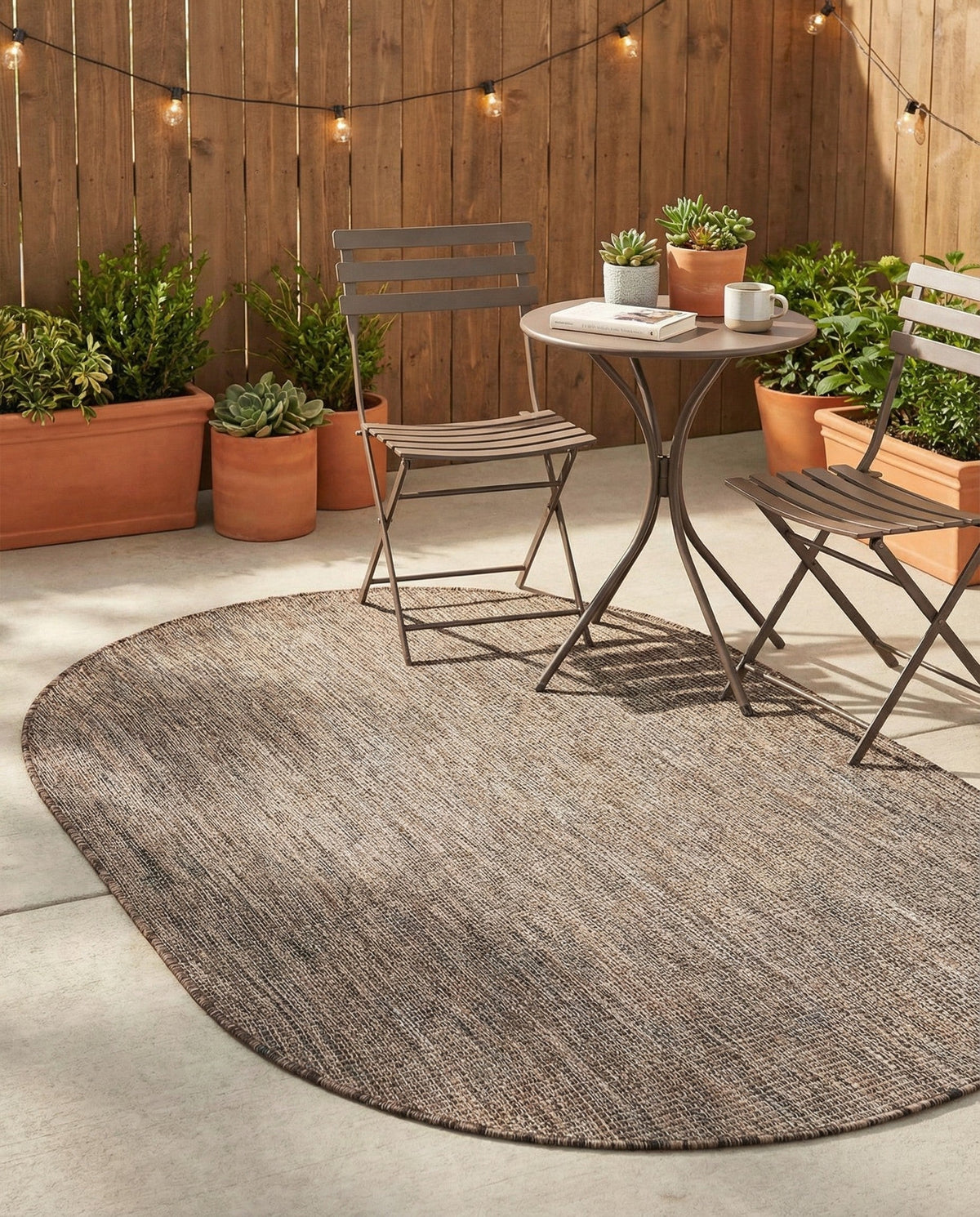 Seaside Serenity Collection Area Rug - Veranda (Light Brown) Oval Light Brown  lifestyle 108