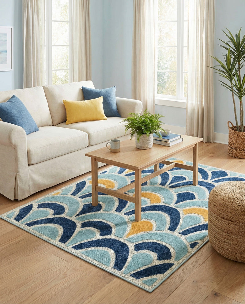 Caribbean Terrace Collection Area Rug -  Barbados Rectangle Blue  lifestyle 11