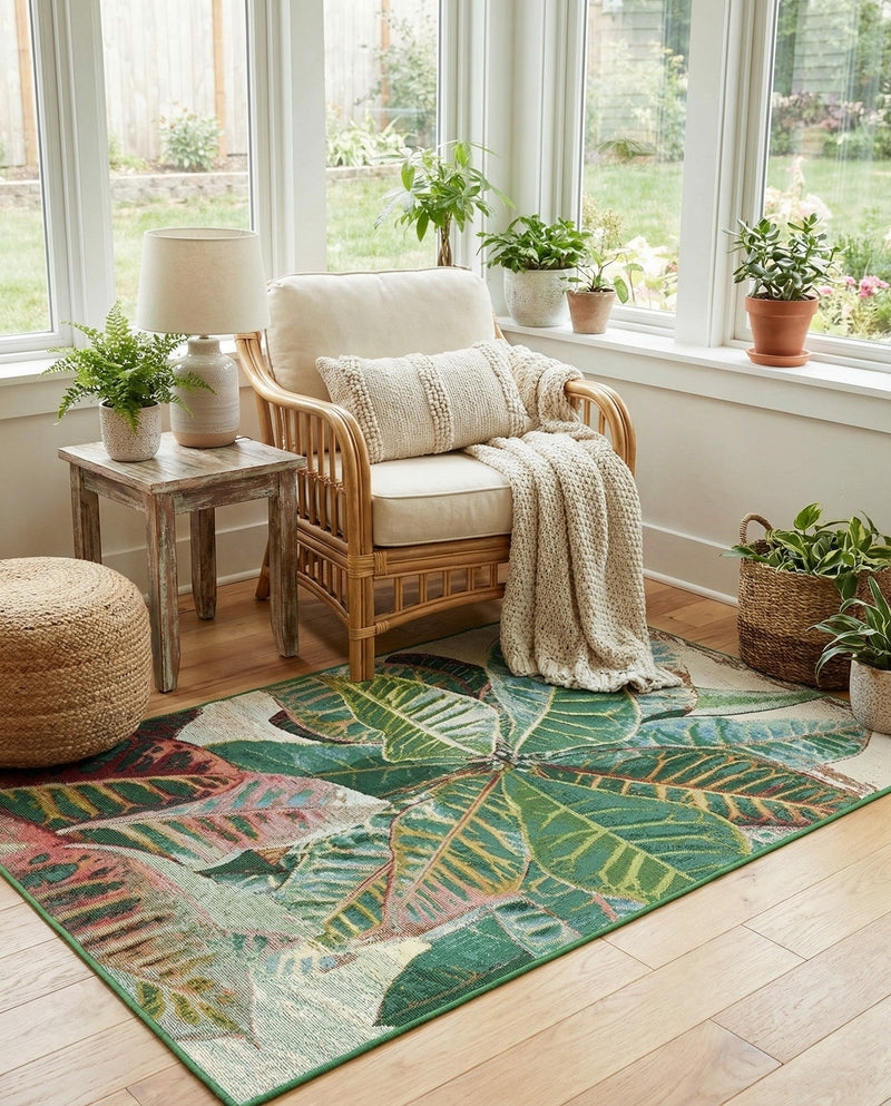 Seaside Blooms Collection Area Rug -  Fern Rectangle Multi  lifestyle 51