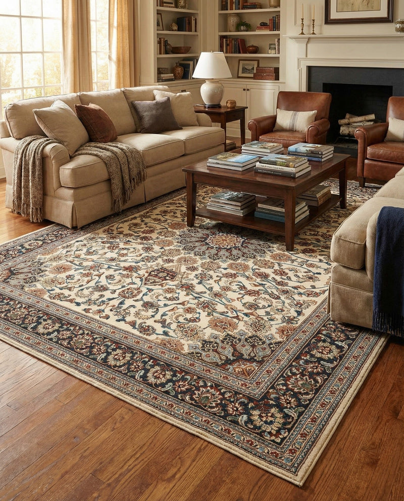 Patio Heritage Collection Area Rug -  Bower Rectangle Ivory  lifestyle 76