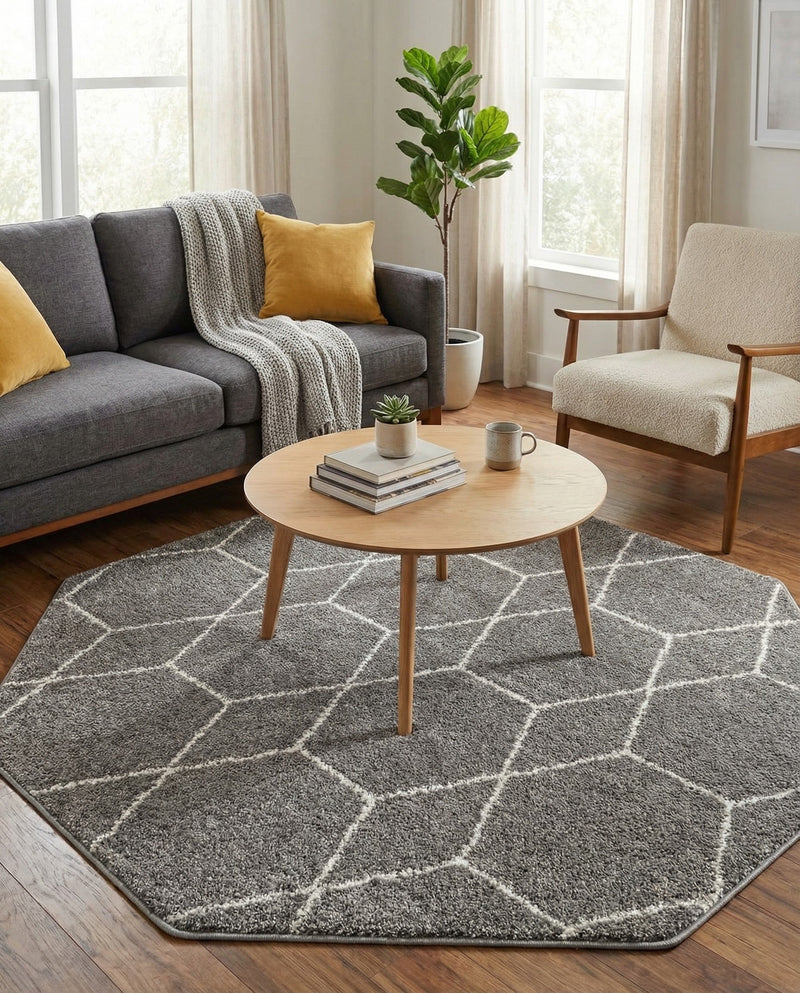 Trellis Mosaic Collection Area Rug - Arborville (Light Gray) Octagon Light Gray  lifestyle 43