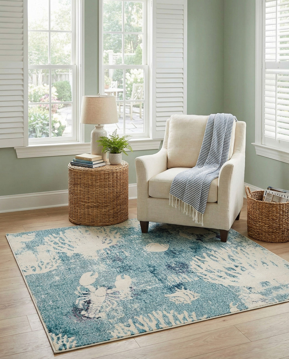 Sorrento Shores Collection Area Rug -  Vico Square Light Blue  lifestyle 59