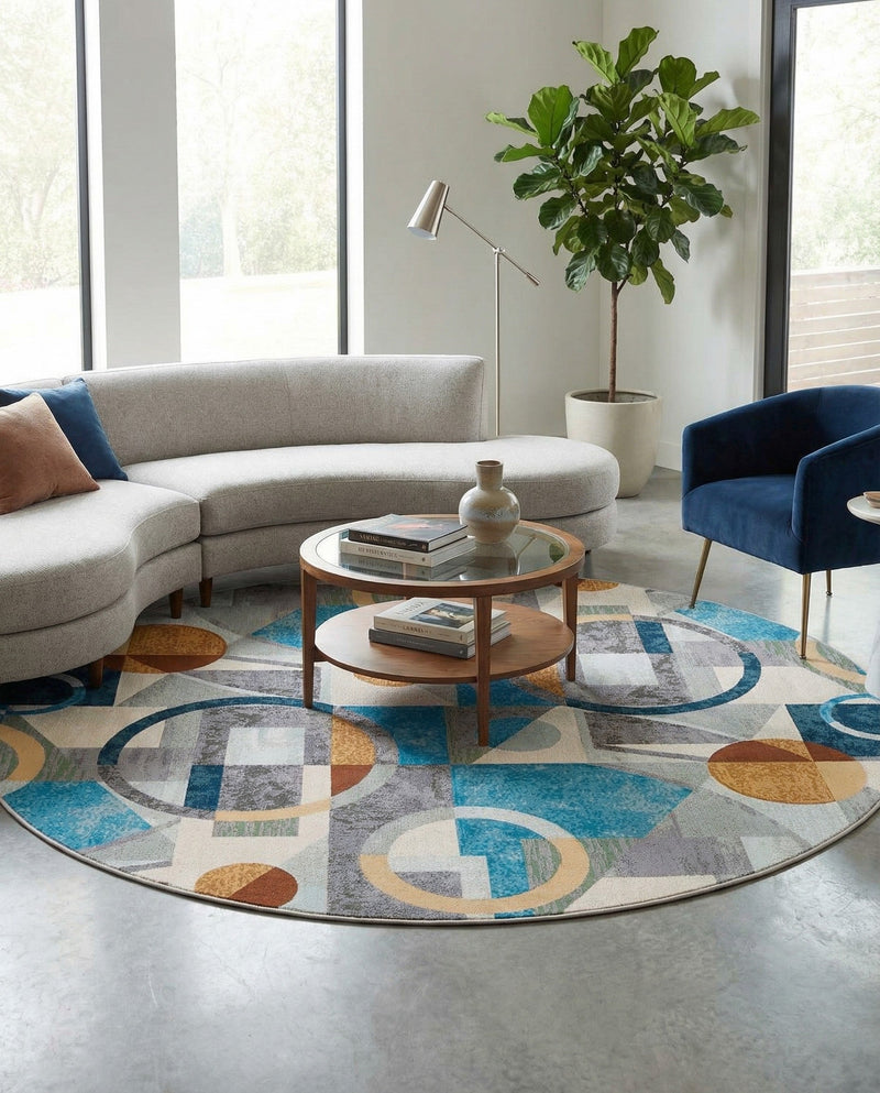 Urban Terrace Collection Area Rug -  Loggia Round Multi  lifestyle 33
