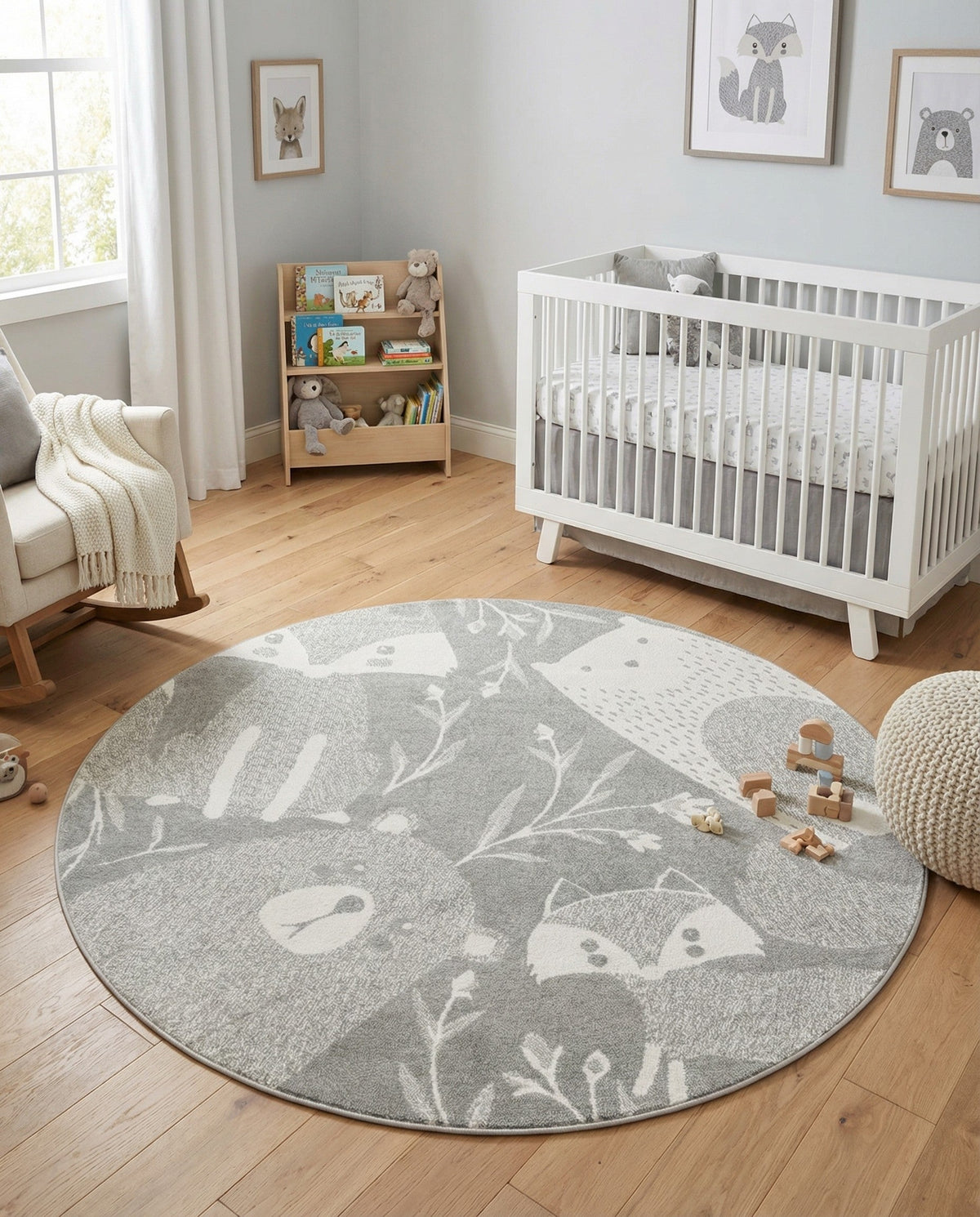 Wonder Tykes Collection Area Rug -  Quirky Round Gray  lifestyle 104