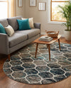 Trellis Mosaic Collection Area Rug -  Pergolatown (Blue Multi) Oval Blue Multi  lifestyle 65