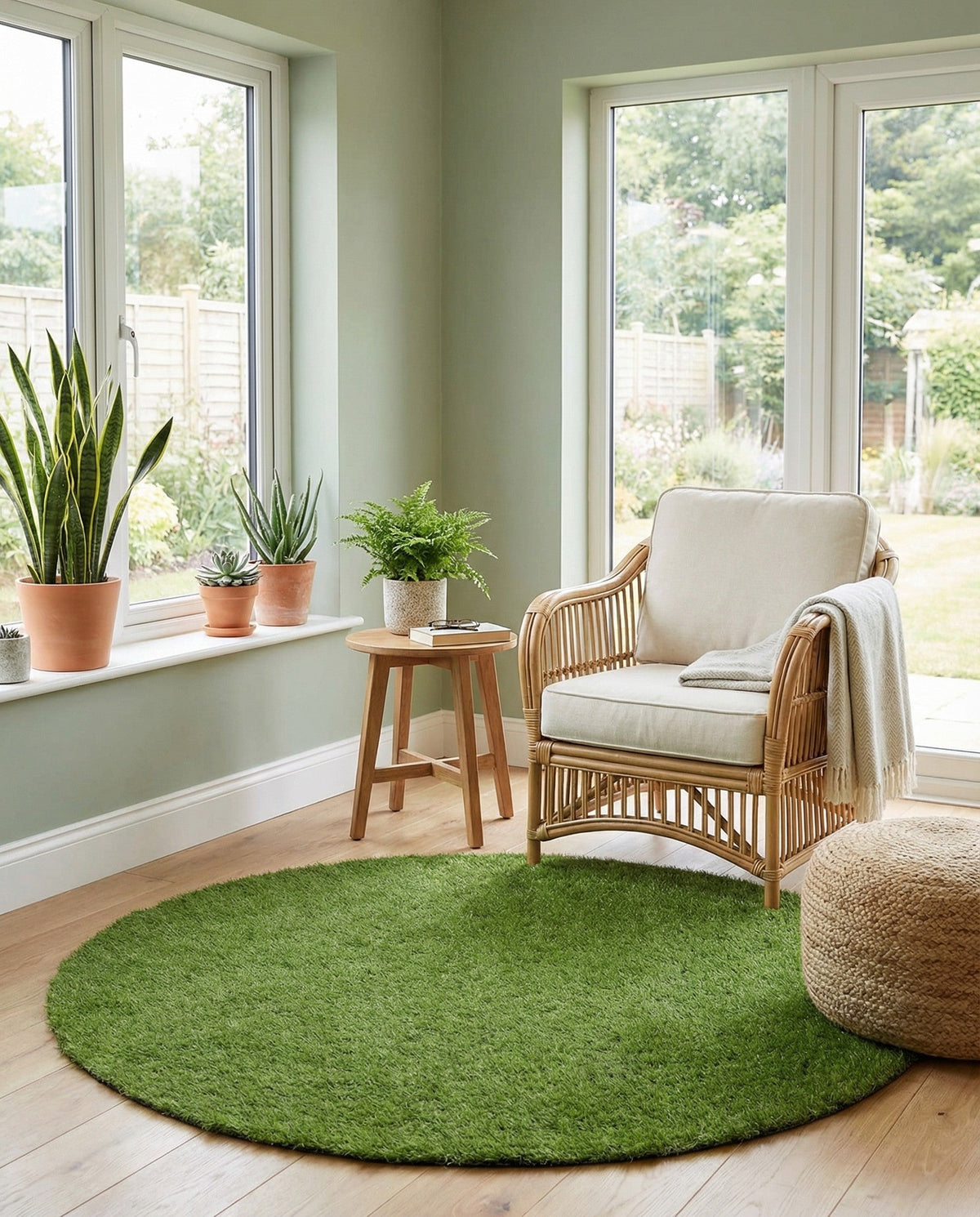 Meadow Retreat Collection Area Rug - Glen Round Green  lifestyle 134
