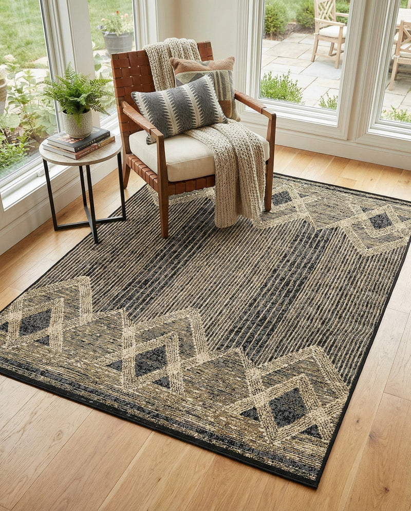 Urban Terrace Collection Area Rug -  Loft Rectangle Charcoal  lifestyle 29