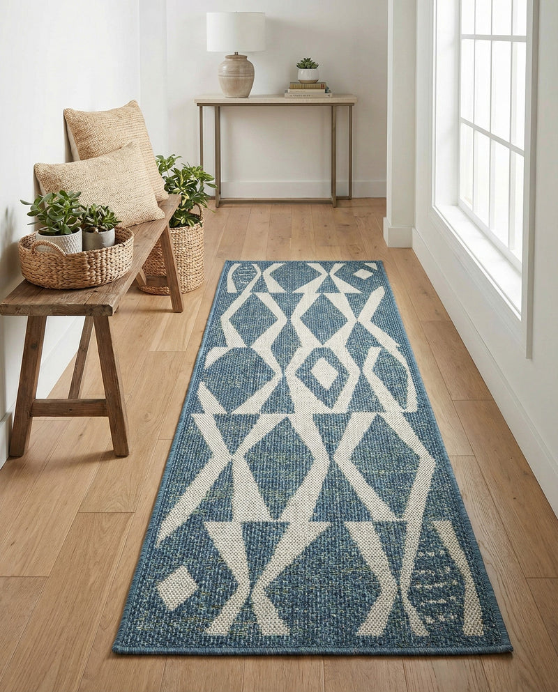 Coastal Terrace Collection Area Rug -  Tidepool Runner Blue  lifestyle 55