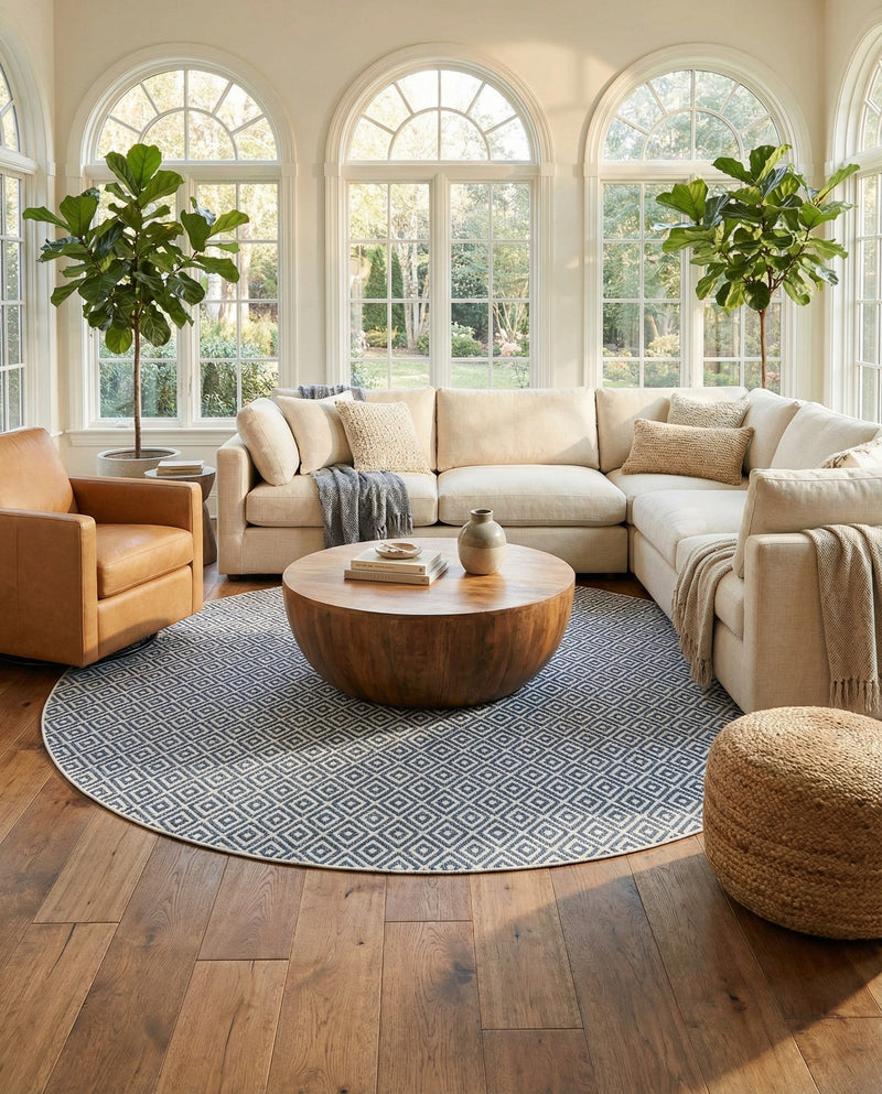 Urban Oasis Rugs Collection Area Rug -  Rooftop (Blue) Round Blue  lifestyle 64