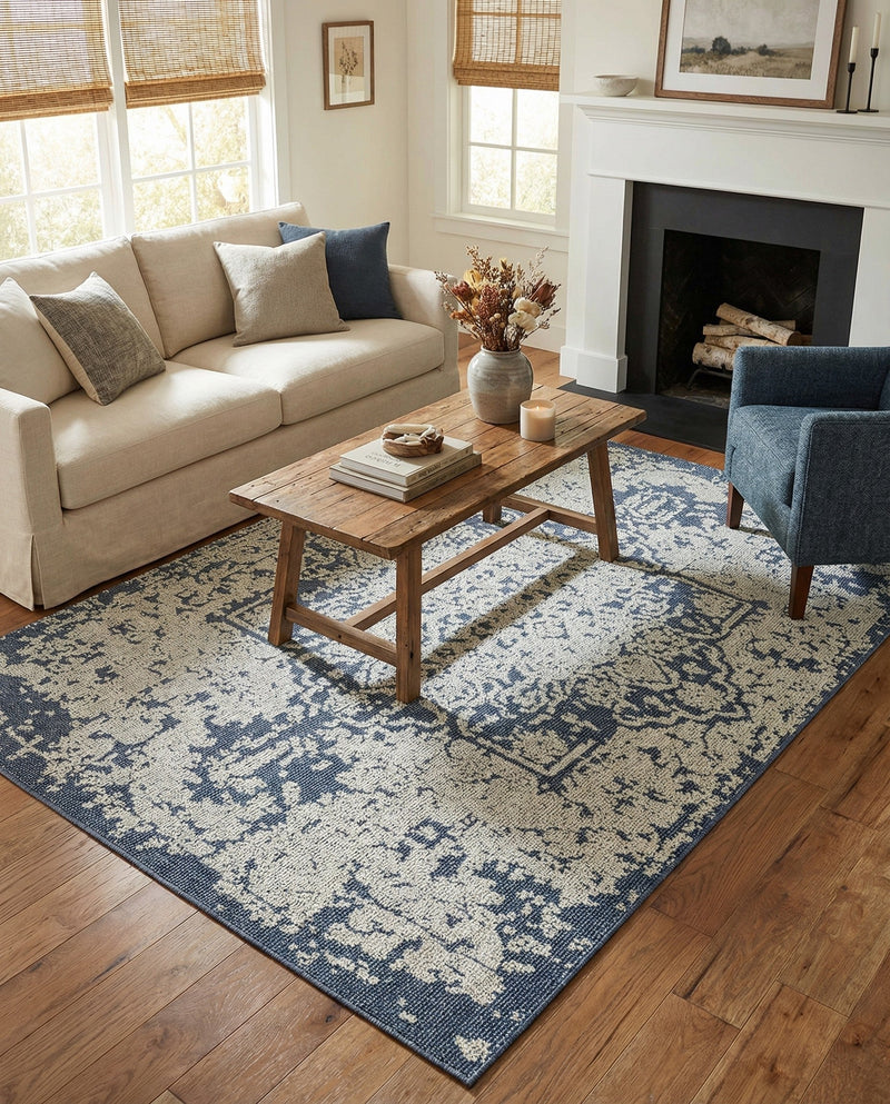 Patio Heritage Collection Area Rug - Santorini Rectangle Navy Blue  lifestyle 33