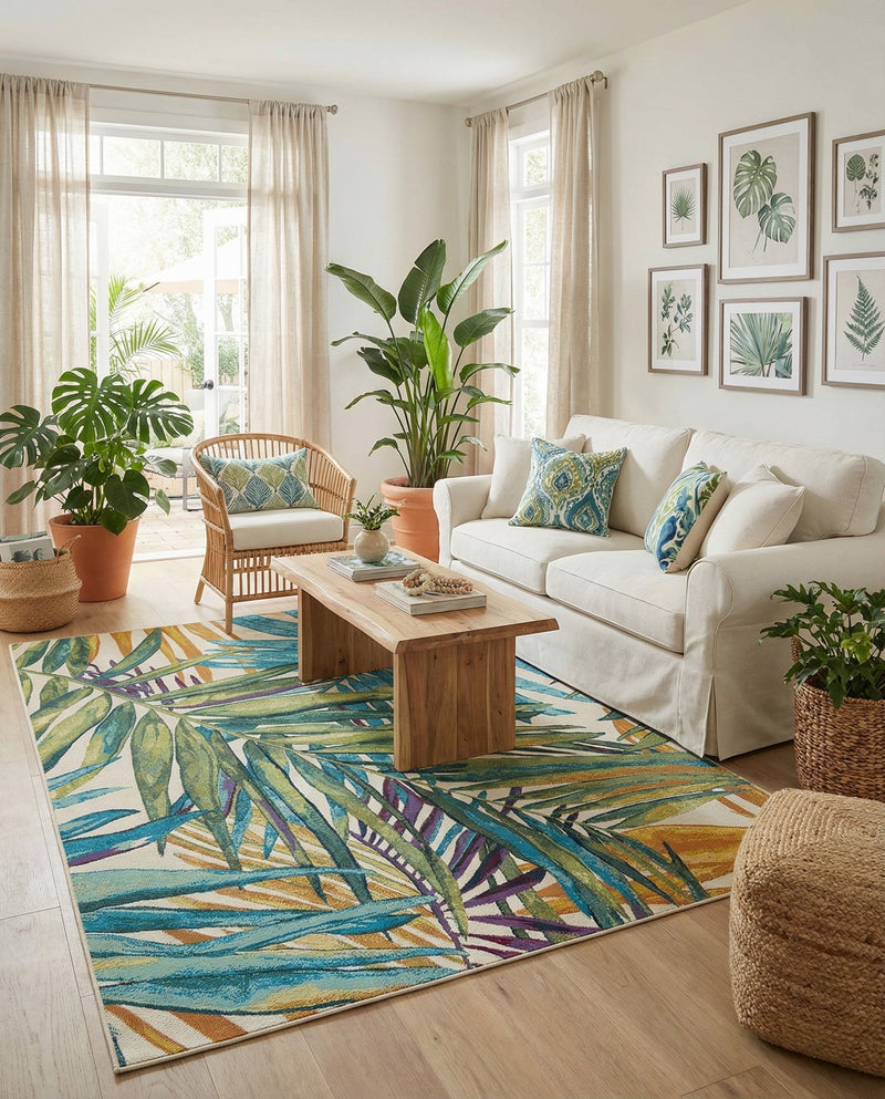 Seaside Blooms Collection Area Rug -  Arcadia Rectangle Multi  lifestyle 22