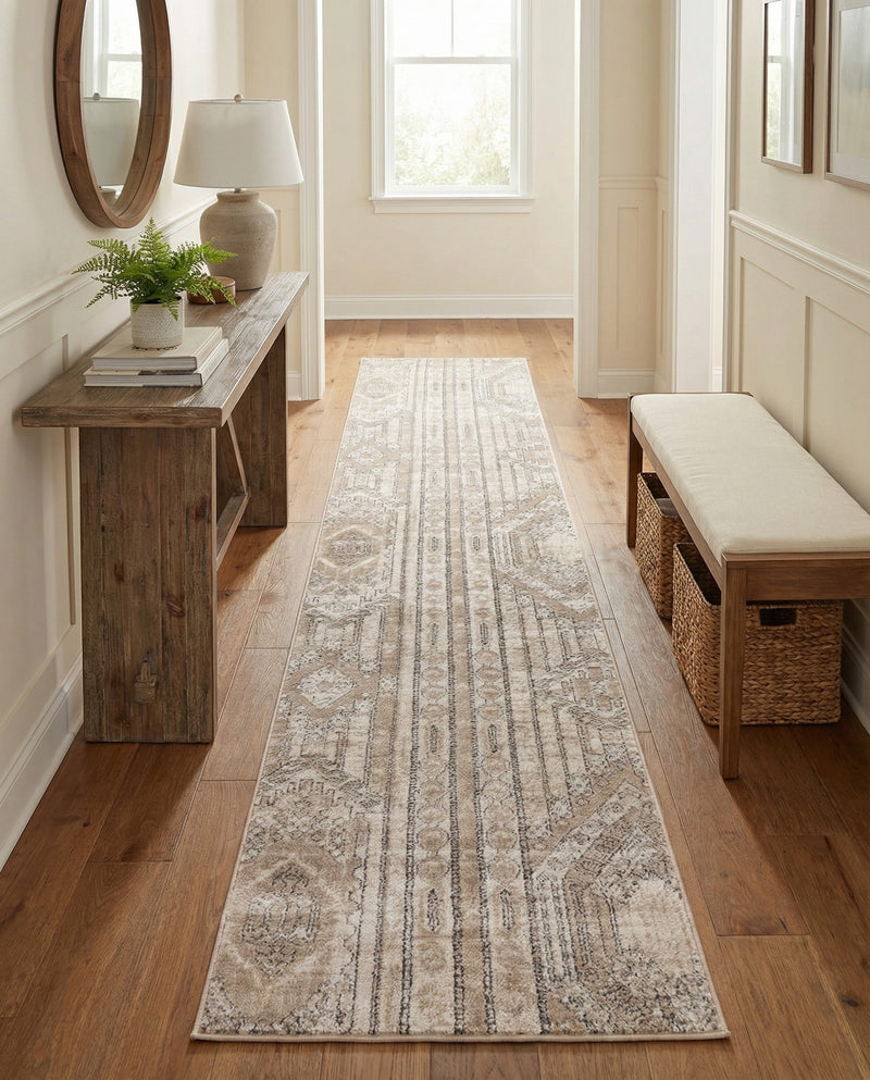 Cascade Range Collection Area Rug - Hood (Ivory) Runner Ivory  lifestyle 36