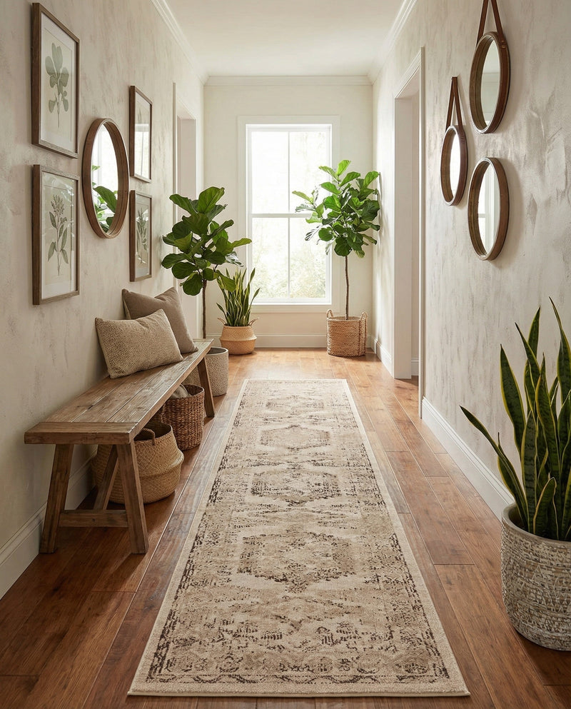 Eden Oasis Collection Area Rug -  Refuge (Beige) Runner Beige  lifestyle 60
