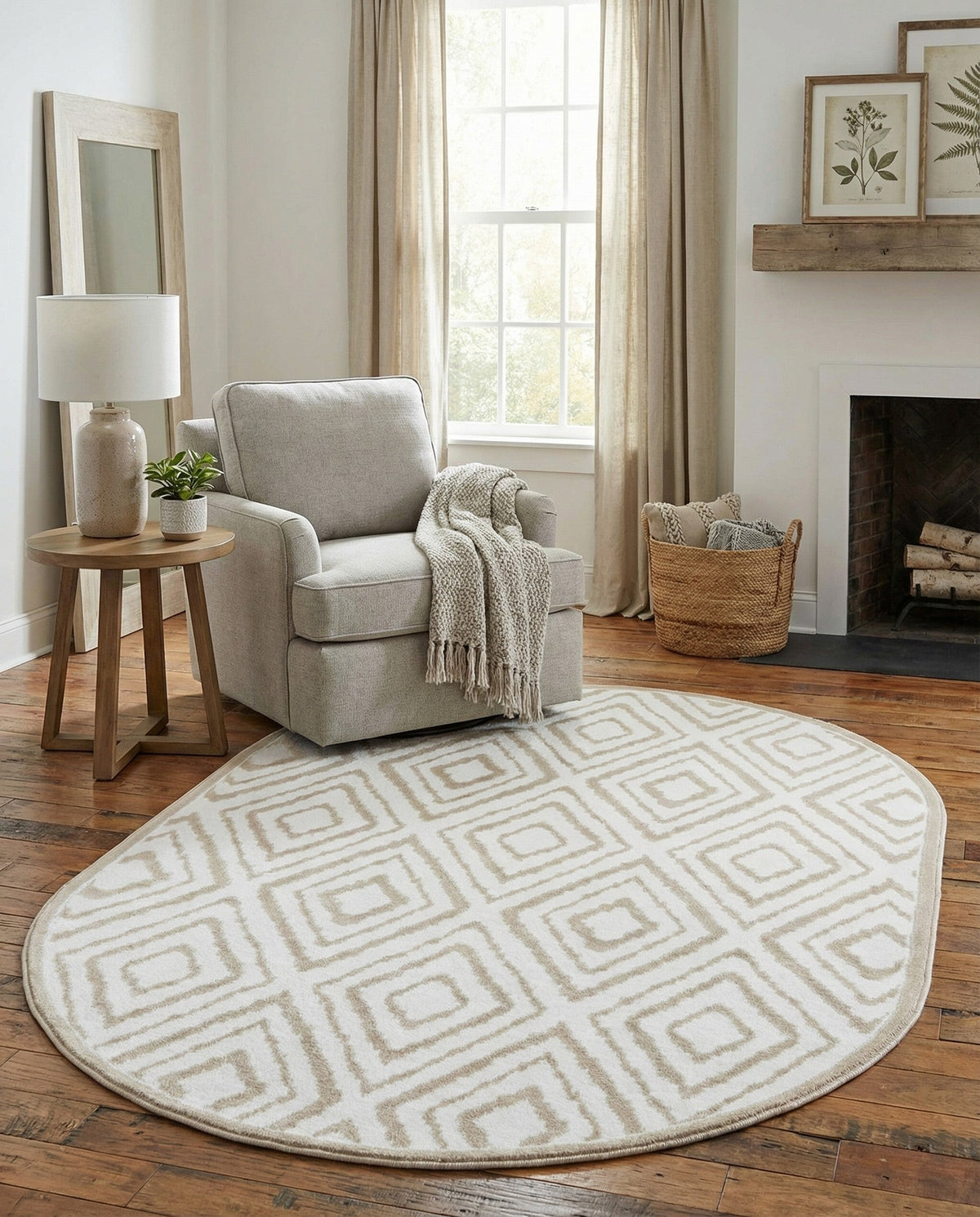 Sanctuary Retreat Collection Area Rug -  Oasis Oval Snow White  lifestyle 125