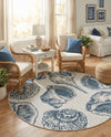Seaside Haven Rugs Collection Area Rug -  Lighthouse (Ivory and Navy Blue) Round Ivory and Navy Blue  lifestyle 25