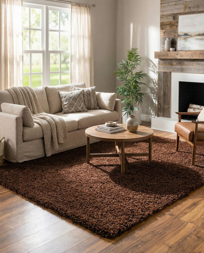 Plush Oasis Collection Area Rug - Serenity (Chocolate Brown) Rectangle Chocolate Brown  lifestyle 7
