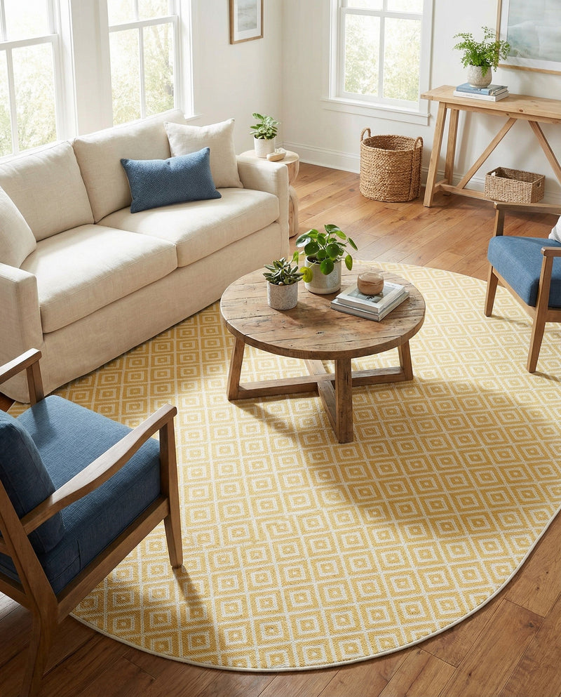 Urban Oasis Rugs Collection Area Rug -  Rooftop (Yellow Ivory) Oval Yellow Ivory  lifestyle 60