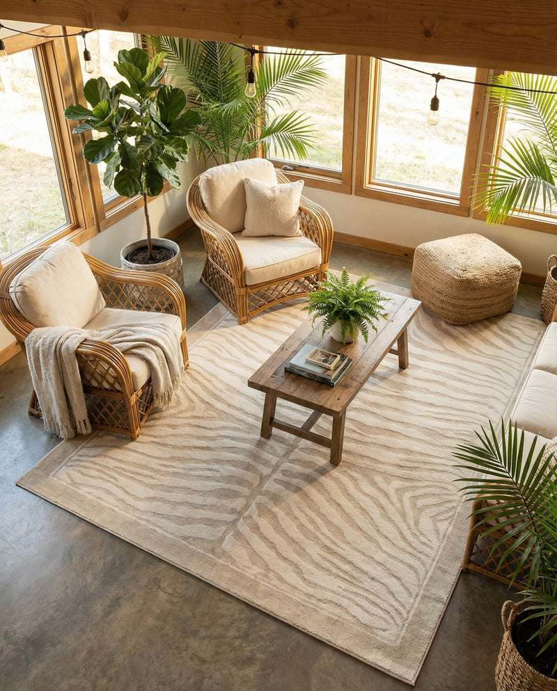 Savannah Sojourn Collection Area Rug -  Kalahari Rectangle Beige and Ivory  lifestyle 23