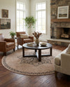 Patio Heritage Collection Area Rug -  Charleston (Beige) Round Beige  lifestyle 63