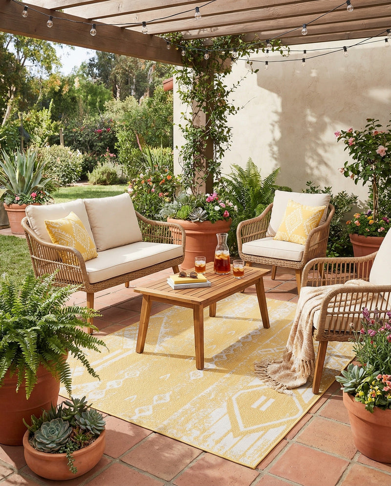 Desert Nomad Terrace Collection Area Rug - Sahara (Yellow) Rectangle Yellow  lifestyle 22