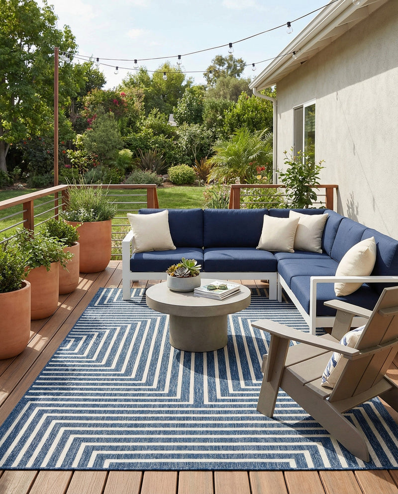 Urban Terrace Collection Area Rug -  Astoria (Blue) Rectangle Blue  lifestyle 9