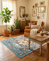 Parisian Elegance Collection Area Rug - Versailles (Teal) Square Teal  lifestyle 75
