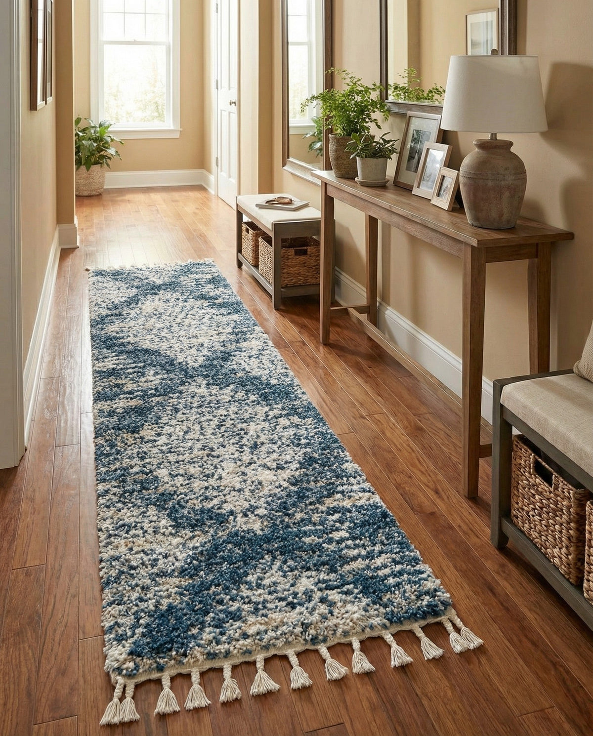 Tranquil Tides Shag Collection Area Rug -  Azure Runner Blue  lifestyle 115