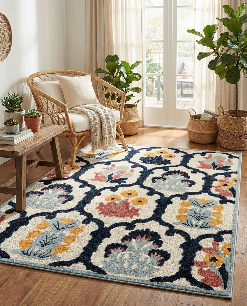 Caribbean Terrace Collection Area Rug -  Dominica Rectangle Ivory  lifestyle 23