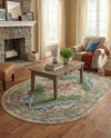 Savannah Soiree Collection Area Rug - Serengeti (Green) Oval Green  lifestyle 79